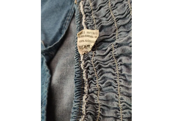 Bata algodão tomara que caia jeans