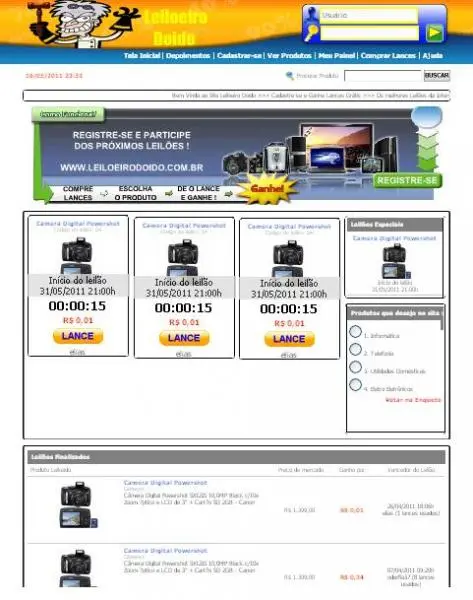 Site de Leilão Virtual na Internet