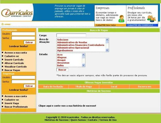 Site de Empregos na Internet