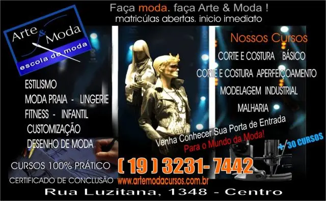 Cursos extensivos e intensivos de corte e costura, estilismo e modelagem industrial
