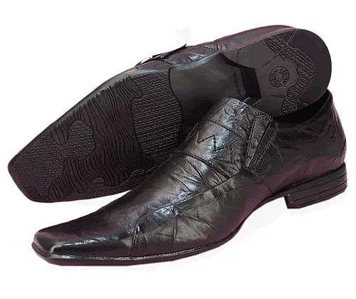 Sapato Social Preto com Fivela Couro Legítimo Hoddi Calçados Ref. 810