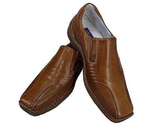 Sapato Preto ou Caramelo em Couro Legítimo Alcalay Calçados Ref 0400 Linha Hercules