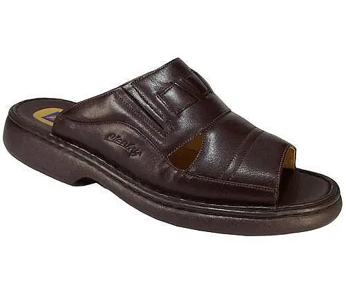 Chinelo Masculino cor Café em Couro Legítimo Alcalay Calçados - Referência CS203