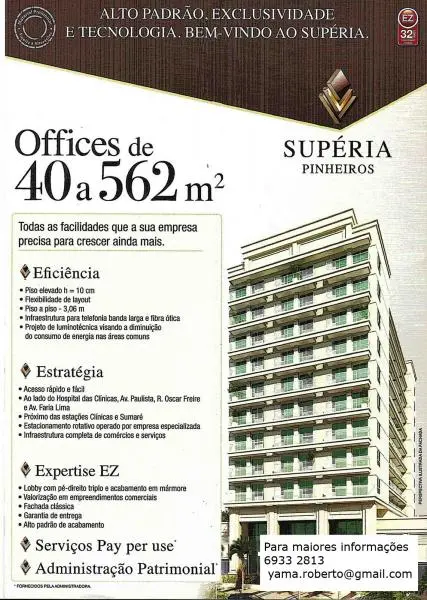 Lançamento Ezetec Supéria Pinheiros Salas Comerciais