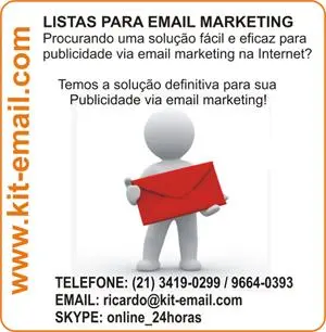 Lista de email, Mala Direta Virtual, emails lista de email