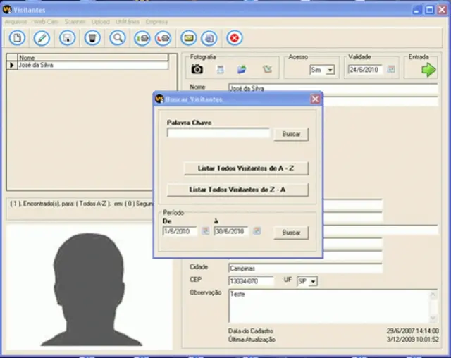 Software Portaria com Contrôle de Acessos para Empresas Foto web Cam