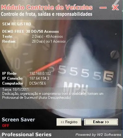 Software Controle de saída e retorno de veículos usados a serviço da empresa