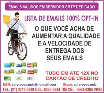 Emails Validos, Lista de Email Validos 100% SMTP Brasil