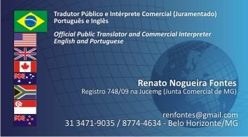 Tradutor juramentado em MG Renato