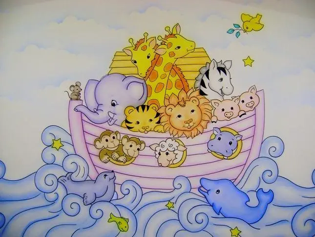 Pintura de desenhos em quarto de bebê e infantil